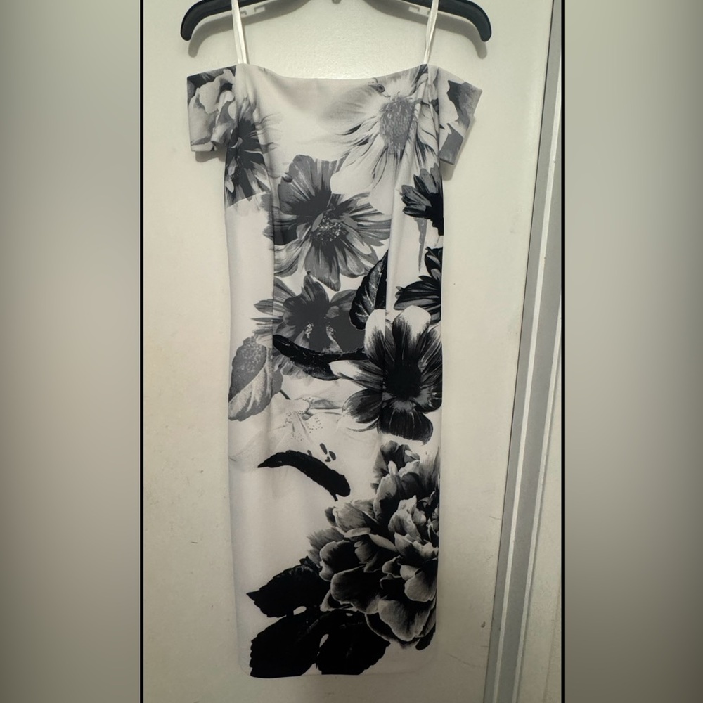 Floral Black and White Dress